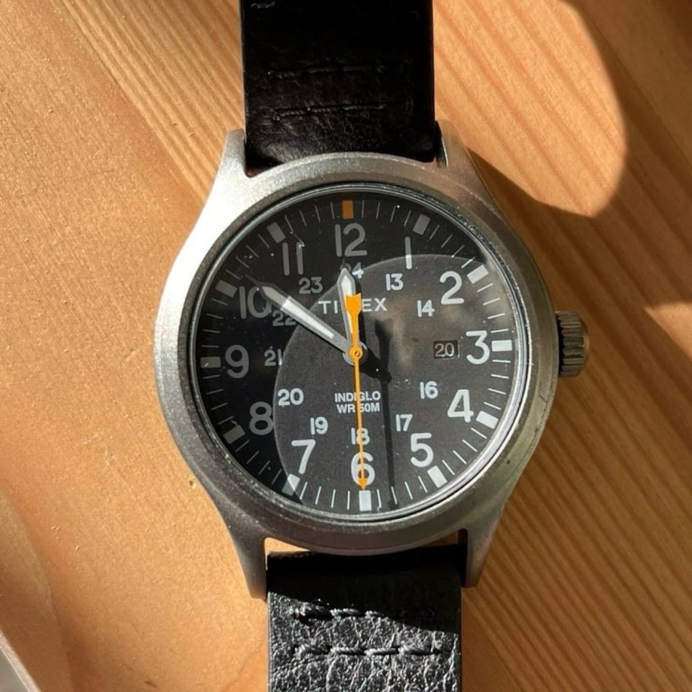 Timex Black and Silver Field Watch with Date Window